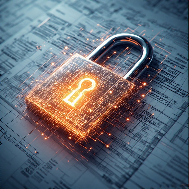 Digital glowing padlock symbolizing security on documents for credit bureau lockdown service